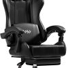 HLFURNIEU Chaise Gaming Ergonomique, Fauteuil Gaming avec Coussin à Ressorts Ensachés, Fauteuil Gamer avec Repose-Pied et Support Lombaire, Chaise Gamer Réglable en Hauteur, Siège Gamer Noir