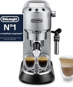 De'Longhi Dedica Style EC685.M, Machine à Expresso avec Buse à Mousse de Lait Professionnelle, Seulement 15 cm de Large, Réservoir de 1 L, Boîtier en Métal, Compatible avec les Dosettes E.S.E, Métal