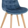 CLP Chaise Brook I Chaise de Salle à Manger piquée sur Velours I Structure à Quatre Pieds en Bois, Couleur:Bleu