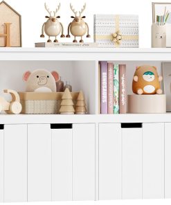 FOREHILL Meuble Rangement Enfant Rangement Jouet Enfant avec 4 Tiroirs Roulants Armoire de Rangement pour Chambre d’Enfant Salle de Jeu 120x33x61,5cm Blanc