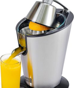LEBENLANG Presse agrume electrique 600W - Cône en acier inoxydable & sans BPA inclus I Presse-agrumes électriques I Juicer orange machine Presseur agrumes electriques Jus de fruit d'orange automatique