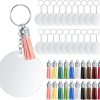 80 Pièces Acrylique Porte-clés Disque Glands Set, Cercle Pendentifs, Transparent Ronde Anneaux de Saut pour DIY
