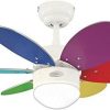 78673 Ventilateur de plafond d'intérieur à six pales et une lampe Turbo II de 76 cm, finition en blanc avec verre opale dépoli