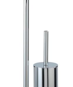 WENKO Serviteur WC 2en1 Recco | Brosse WC à tête remplaçable et dérouleur Papier Toilette | Porte Brosse WC fermé | Haut de Gamme | Acier Inoxydable | 20x71,5x20 cm | Chromé Brillant