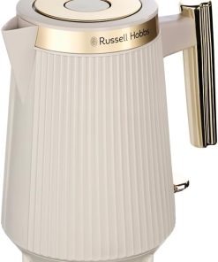 Russell Hobbs Bouilloire électrique [1,7L, 2400 W] Brontë (Design beige mat, bec verseur, indicateur niveau d'eau, enrouleur de câble, éclairage, ouverture automatique du couvercle,base 360°) 26751-70