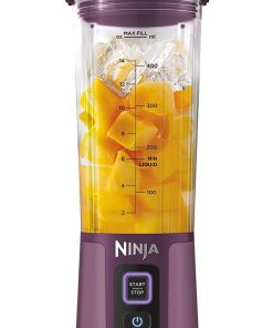 Ninja Blast Blender portable, 530 ml, couvercle résistant aux fuites et bec verseur, mini blender sans fil puissant, rechargeable, smoothies, shakes, mixe fruits et glaçons, violet, BC151EUPR