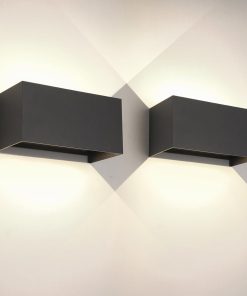 FUPE 2 Pack 25W LED Applique Murale Exterieur Intérieure Applique Extérieure IP65 Imperméable Moderne Aluminium Appliques Murale Extérieure Lampe Lumière Angle Réglable, Noir 4000k Blanc Naturel