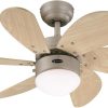78158 Ventilateur de plafond d'intérieur à six pales et une lampe Turbo Swirl de 76 cm, finition en titane avec verre opale dépoli