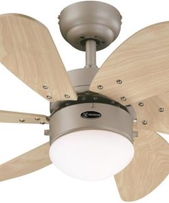 78158 Ventilateur de plafond d'intérieur à six pales et une lampe Turbo Swirl de 76 cm, finition en titane avec verre opale dépoli