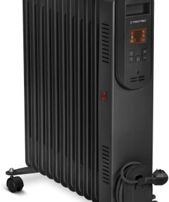 TRH 25 E Radiateur à Huile Électrique 2500W - 11 Éléments, 3 Niveaux - Thermostat Digital, Minuterie 12H, Télécommande - Silencieux, Mobile (30m² / 75m³) - Chauffage d'Appoint, Protection Antigel