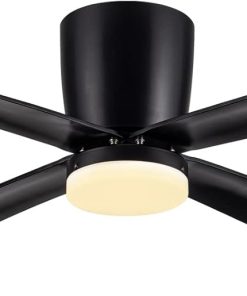 Newday Ventilateur de Plafond avec Lumiere et Télécommande Noir, 122cm Ventilateur de Plafond avec Lampe LED, Ventilateur Plafonnier Silencieux 4 Pales Pour Chambre Salon Bureau Cuisine, DC Moteur