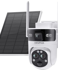 Camera 4G Solaire Exterieur, 4G Caméra avec Zoom Hybride 15X, Appareil Photo à 3 Objectifs, 360° PTZ, Audio Bidirectionnel, PIR Détection, Vision Nocturne Couleur, Etanche IP66