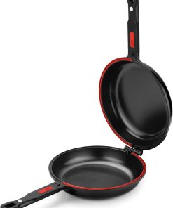 BRA Dupla Premiere | Poêle Double à Omelette 24 cm, Noir, Fonte Aluminium avec Antiadhésif sans PFOA, Compatible Tous Feux Dont Induction