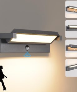 Applique Murale Extérieur/intérieur avec Détecteur de Mouvement,36W Moderne Éclairage Lampe avec Led Panneau Rotatif Imperméable IP65 3000K blanc chaud,Luminaire Murale pour Entrée Jardin,Gris Foncé