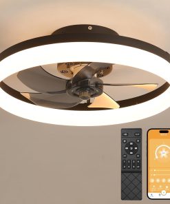 Silencieux Ventilateur Plafond 50 cm, Ventilateur de Plafond avec Telecommande, 6 Vitesses et vent Réversible,LED Dimmable, 3 Températures de Couleur en Option