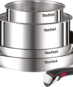 Tefal Ingenio Lot 2 Poêles, 2 Casseroles et Poignée amovible, Induction, Acier inoxydable, Empilable, Revêtement antiadhésif, Compatible lave-vaisselle, Garantie 5 ans, Emotion L897S504