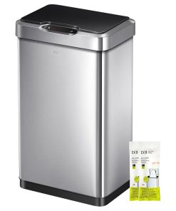 EKO Poubelle Cuisine Automatique 50L Mirage-T | Bac Rectangulaire avec Capteur Mains Libres | Acier Inox Brossé Anti-Traces | Cuisine Moderne