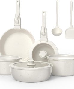 Batterie de Cuisine - Cookware Poêles et Casseroles Antiadhésives en Céramique Induction Tous Feux Lot de 13 Pièces, Poêle 20/26 CM, Sauteuse 26 CM, Casserole 18/20 CM avec Poignée Amovible Zyronem