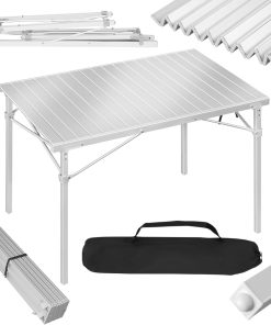 WOLTU Table Pliante, Table de Camping en Aluminium, Portable, avec Forte capacité de Charge de 60kg, 104 x 69 x 70 cm Argent