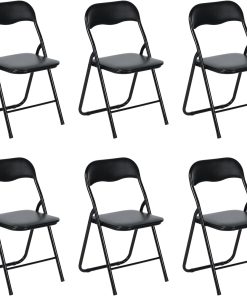 Lot de 6 Chaise Pliante avec Assise rembourrée en PVC et Coussin en PVC pour Chaises de Cuisine, de Jardin et de Camping
