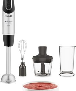 Moulinex Pied mixeur, 4 lames Powelix, 10 vitesses, appareil 3-en-1, hachoir et fouet, 1 000 W, Quickchef, DD655811