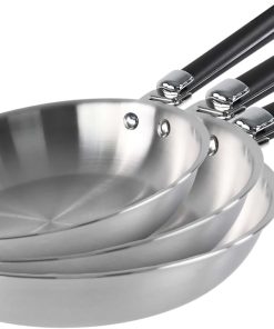 Kamberg - Coffret 3 poêles 20/24 / 28 cm - 3 manches amovibles - Acier inoxydable 18/10 Triply - Tous feux dont induction et four, Gris