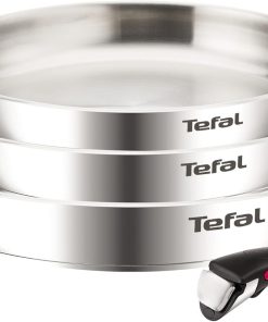 Tefal Ingenio Emotion, Batterie de cuisine, Acier inoxydable, Poêles 22/24/28cm, Poignée amovible, Design empilable, Induction, L8968445