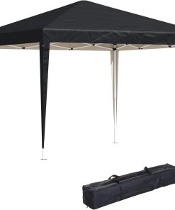 Outsunny 3 x 3 m Jardin Heavy Duty Tonnelle Tente de réception Pliante Mariage Canopy Noir Protection UV + Sac de Transport