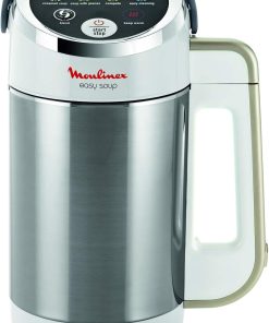 Moulinex Blender chauffant, Mixeur soupe, Puissance 1000 W, Capacité 1,2 L, 5 programmes automatiques, Double paroi, Maintien au chaud 40 min, Livret recettes, Easy Soup, Inox LM841B10