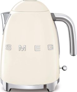 Smeg, Bouilloire Électrique KLF03CREU 1,7 L, Filtre Anticalcaire Lavable, Arrêt Automatique de Sécurité, Indicateur Niveau d'Eau, Base Antidérapante,Range Cordon Intégré, Puissance 2400W, Crème