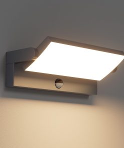 Klighten 45W Applique Exterieur/Intérieur avec Détecteur de Mouvement, Lampe murale avec LED Panneau Rotatif, IP65 Éclairage Lampe Moderne pour Entrée Terrasse, 3480LM, Blanc Chaud 3000K, Anthracite
