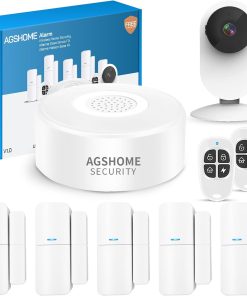 AGSHOME Alarme Maison sans Fil avec Caméra 1080P - Sécurité Intelligente, 120dB, Connectée 2.4GHz, Kit 9 Pack Compatible avec Alexa