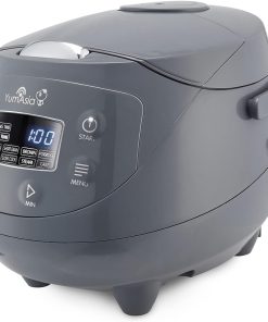 Yum Asia Panda Mini cuiseur à riz avec bol en céramique Ninja et logique floue avancée (3,5 tasses, 0,63 litre) 4 fonctions de cuisson du riz, 4 fonctions multicuiseur, 220-240V (Cobalt Grey)