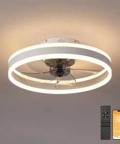 Ventilateur de Plafond Silencieux avec Lumiere et Telecommande,Ventilateur Plafond 50 cm, 6 vitesses et vent Réversible,LED dimmable, 3 Températures de Couleur en Option