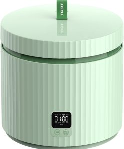 TOKIT Cuiseur à Riz 1,5L Mini Multifonctions pour 1-3 Personnes Marmite à Riz Intérieure Antiadhésive à Revêtement Céramique (Vert Avocat)