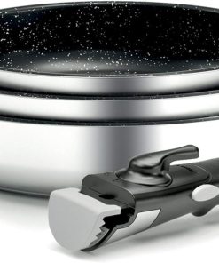 Backen 191599 -Set de poeles 20-24-26cm, Induction, Acier inoxydable, Revêtement antiadhésif, Empilable, Compatible lave-vaisselle, Polyvalence, Gain de place.