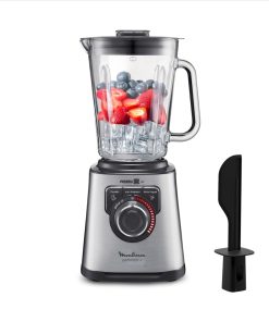 Moulinex PerfectMix+ Blender haute vitesse, 1200 W, Bol en verre de 2 L, 3 programmes automatiques LM811D10, Argenté/Noir