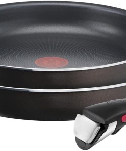 Tefal Ingenio Lot de 2 poêles 24/28 cm, Poignée amovible, Non induction, Revêtement antiadhésif, Empilable, Compatible lave-vaisselle, Easy Plus L1509202