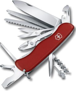 Victorinox Couteau Suisse Work Champ, 21 Fonctions, Outil Multifonction avec Lame Blocable, Pince, Scie à Métaux, Rouge