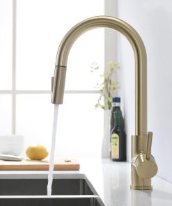 Robinet de Cuisine en Or Brossé avec Douchette Extensible Robinet de Cuisine Pivotant à 360° pour Évier de Cuisine