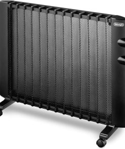 De'Longhi Chauffage électrique Panneau Rayonnant HMP2000, Chauffage 2 Niveaux, pour Pièces Jusqu'à 60 m³, Thermostat de Sécurité, Fonction Anti Gel, Protection Contre le Renversement, 2000W, Noir