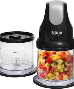 Ninja Express Chop Mini-hachoir électrique à herbes et légumes, pour hacher, émincer et réduire en purée les aliments afin de réaliser sauces, purées et soupes, Mixeur compact noir NJ1002EUBK