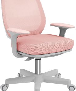 Vinsetto Fauteuil de Bureau, Chaise de Bureau Ergonomique en Maille avec Hauteur réglable, pivotante 360° et Dossier Moyen, pour Chambre, télétravail, Charge 120 Kg, Rose