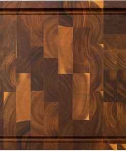 Matakumi Planche à Découper Bois - Planche de Cuisine en Bois d’Acacia avec Poignées Latérales, Rigole à Jus et Bois de Bout pour Préserver les Lames de Couteaux - Double Face (40 x 30 x 3 cm)