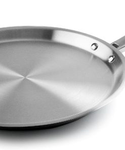 LACOR - 45829 - Crêpière Foodie, Acier inoxydable 18/10, Sans PFOA, Poignée ergonomique, Fond de diffuseur de chaleur sandwich, Adapté à l’induction et lavable au lave-vaisselle, Ø28 cm