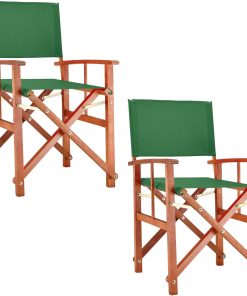 CASARIA Cannes Lot de 2 chaises de directeurs en bois | Certifié FSC | Bois d'eucalyptus | Meubles de jardin pliables pour intérieur et extérieur | Jardin pliable Pop Up Camping Pêche | Vert