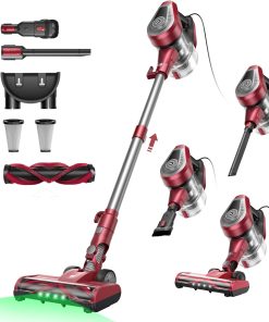 Vexilar C8 Aspirateur Balai avec Fil, 600W/60Kpa Aspirateur Balai Puissant avec Recharge Murale, Cable de 7 m, Brosse Anti-Emmêlement,1,5L Aspirateur Balai pour Tapis,Sols Durs,Poils d'animau