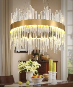 Lustre moderne en cristal avec pendentif en or, petite lampe suspendue en cristal pour entrée, couloir, balcon, porche, restaurant, ouverture de porte, D40cm