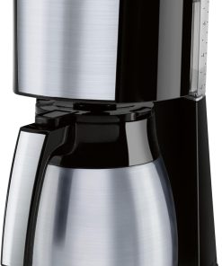 Melitta Cafetière à Filtre avec Verseuse Isotherme en Acier Inoxydable, Sélecteur d’Arôme, Enjoy Top Therm, Noir/Acier Brossé, 1017-08