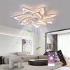 Ventilateur de plafond avec éclairage 100W Lampe de ventilateur moderne silencieuse avec ventilateur LED à intensité variable 10 lumières Plafonnier réversible en forme de fleur pour salon chambre